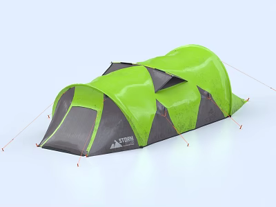 Green And Gray Outdoor Camping Tent With Ventilation Windows And Stable Structure 3d model