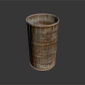 Rusty Metal Decorative Can Container With Striped Surface And Distressed Vintage Texture
