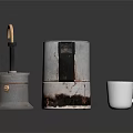 Vintage Metal Kitchen Appliances With Copper Accent Coffee Maker And White Mug