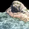 3D Model of Rocky Island with Ocean Water and Layered Underwater Structure 3d model