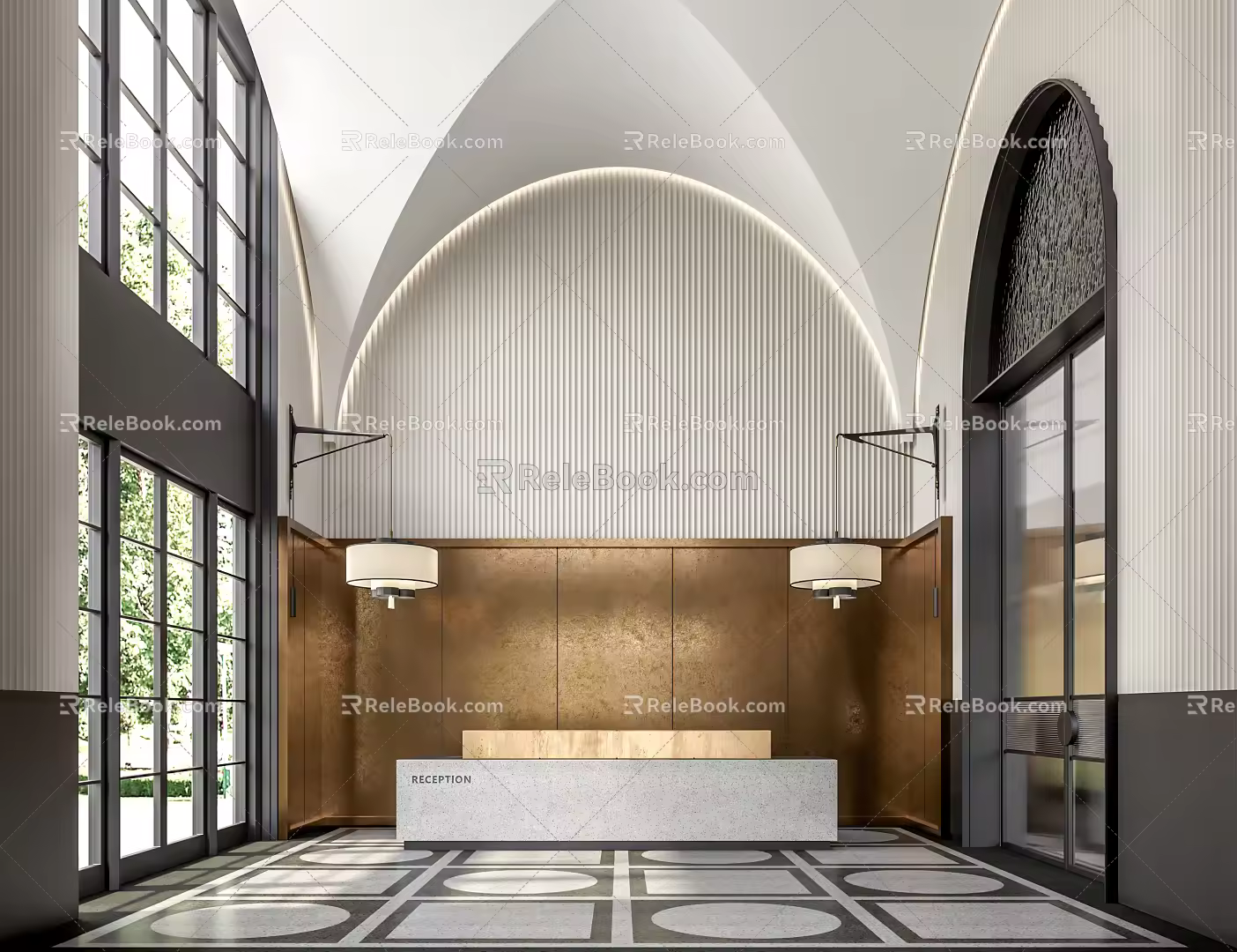 Modern Front Desk Front Office Reception Desk 3d model