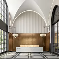 Modern Front Desk Front Office Reception Desk 3d model