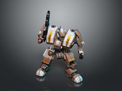 Smart Machine Mech Style Robot With Weapon Standing Pose And Mechanical Structure 3d model