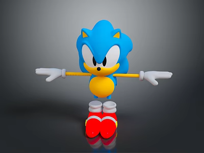 Sonic the Hedgehog Character With Blue Body Yellow Belly Red Shoes And White Gloves 3d model