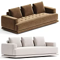 Brown Tufted Beige Fabric Multi Seater Sofa Modern Living Room Furniture Design
