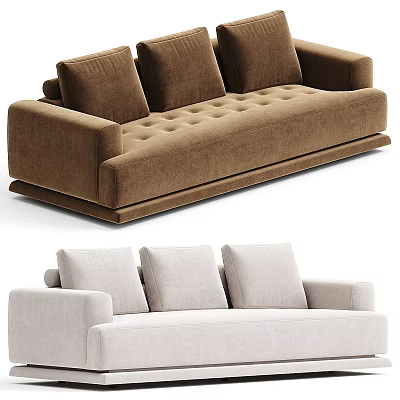 Brown Tufted Beige Fabric Multi Seater Sofa Modern Living Room Furniture Design 3d model