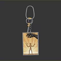 Stylish Fashionable Keychain With Metal Ring And Square Decorative Pendant Charm