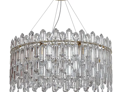 Elegant Crystal Chandelier With Circular Frame And Hanging Pendants For Interior Decor 3d model
