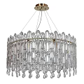 Elegant Crystal Chandelier With Circular Frame And Hanging Pendants For Interior Decor