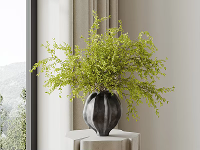 Modern Vase Flower Art Black Pottery Pot 3d model