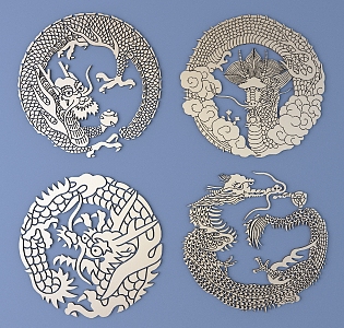 Chinese-style Metal Carved Traditional Pattern Carved Pattern 3d model