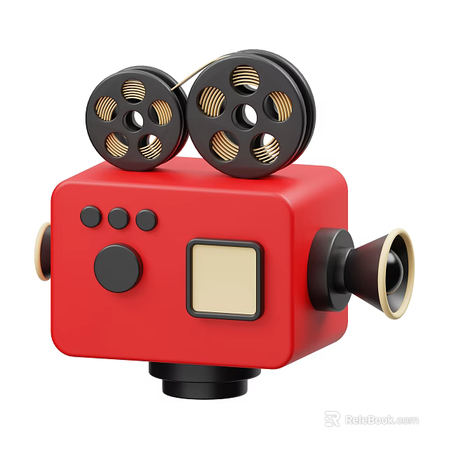 Red Smart Machine With Top Black Reels Front Lens Control Buttons And Small Screen 3d model 