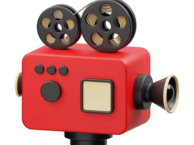 Red Smart Machine With Top Black Reels Front Lens Control Buttons And Small Screen 3d model