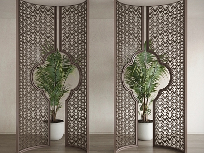 New Chinese-style screen arc partition 3d model