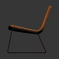 Modern Brown Leather Chair with Black Metal Frame and Minimalist Design