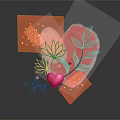 Heart Design Featuring Lotus Leaves Small Pink Heart Golden Dots And Reflection On Black Background