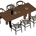 Quiet wind table and chair combination 3d model