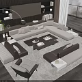 Modern Living Room With L Shaped Sofa And Wooden Coffee Table Set