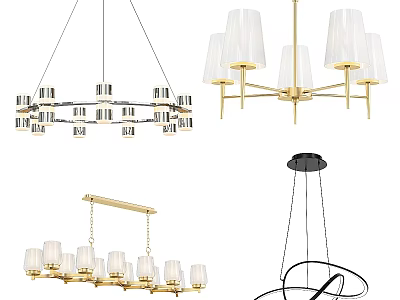 Modern Chandelier Designs With Metal Frames Glass Shades And Various Styles For Home Decor 3d model