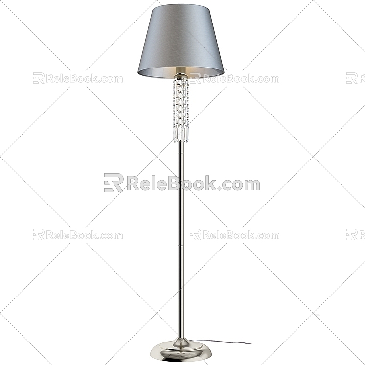 French Floor Lamp Minimalist Crystal Glass Villa Luxury Floor Lamp Soft-fitting Model Room Bedroom 3d model