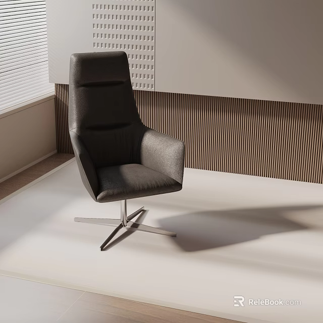 Ergonomic Modern High Back Upholstered Office Chair With Chrome Swivel Base For Contemporary Office 3d model 