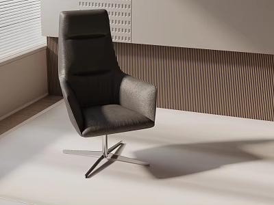 Ergonomic Modern High Back Upholstered Office Chair With Chrome Swivel Base For Contemporary Office 3d model