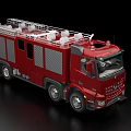 Red Fire Truck With Ladder And Emergency Equipment For Rescue Operations