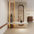 New Chinese-style Enclosure Dovie Wooden Partition Bolt Horse Column Bucket Cabinet 3d model