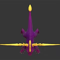Cartoon 3D Dragon Character With Purple Body Yellow Wings And Horns