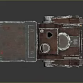 Mechanical Exploration Vehicle With Brown Metallic Structure Green Screen Antenna And Wheels