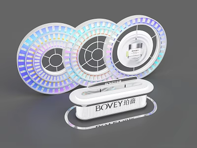 Modern Display Shelves With Bovey LED Strip Lights And Colorful Lighting Design 3d model