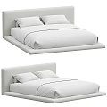 Modern Bed Design With Upholstered Headboard And White Linen Bedding 3d model