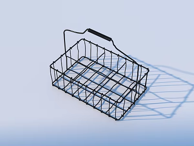 Black Metal Wire Storage Basket With Handle For Household Organizing 3d model