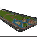Amusement Park Layout Design With Multiple Pools Slides And Green Areas 3d model