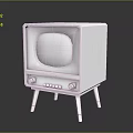 Vintage White Television Featuring Retro Design Stand Legs And Classic Screen