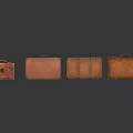 Vintage Brown Leather Suitcases In Different Sizes With Classic Texture And Metal Fittings
