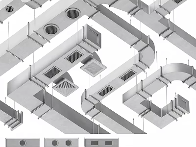 Modern Metal Air Conditioner Air Vents With Various Shapes And Grille Designs 3d model