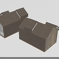 Modern Wooden House Architectural Model With Sloped Roof Wooden Siding And Large Glass Windows