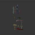 Various Types of Weapons Collection Including Swords Knives Gun and Hammer