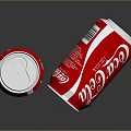 Two Red Coca-Cola Cans One Standing and One Lying on Reflective Surface 3d model