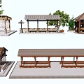 Outdoor Pergola Designs With Wooden Structure Roofed Benches And Garden Setting