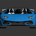 Blue Sports Car Featuring Sleek Design Black Roof White Wheels And Rear Spoiler