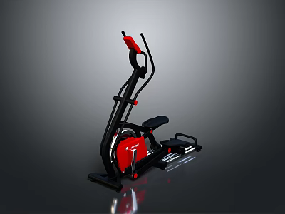 Red And Black Elliptical Trainer Home Fitness Exercise Equipment With Adjustable Resistance And Comfortable Seat 3d model