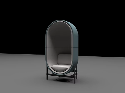 Elegant Modern Single Chair With Enclosed Curved Backrest And Black Frame 3d model