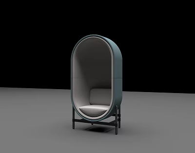 Elegant Modern Single Chair With Enclosed Curved Backrest And Black Frame 3d model