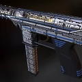 Futuristic Mechanical Pistol With Highly Detailed Metallic Structure And Blue Accents