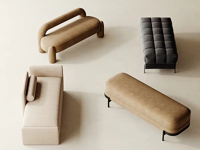 Modern Minimalist Footstools In Various Styles And Textures 3d model