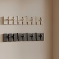 Modern Wall Mounted Hooks in Beige and Black for Home Organization 3d model
