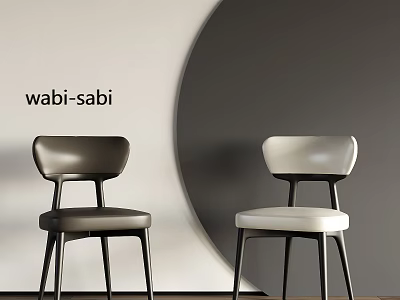 Wabi Sabi Style Dining Chairs With Black And White Design On Minimalist Background 3d model