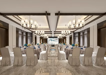 New Chinese Banquet Hall 3d model